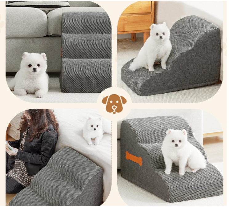 Pet Stairs for Large Dogs - Extra Wide Non-Slip Steps